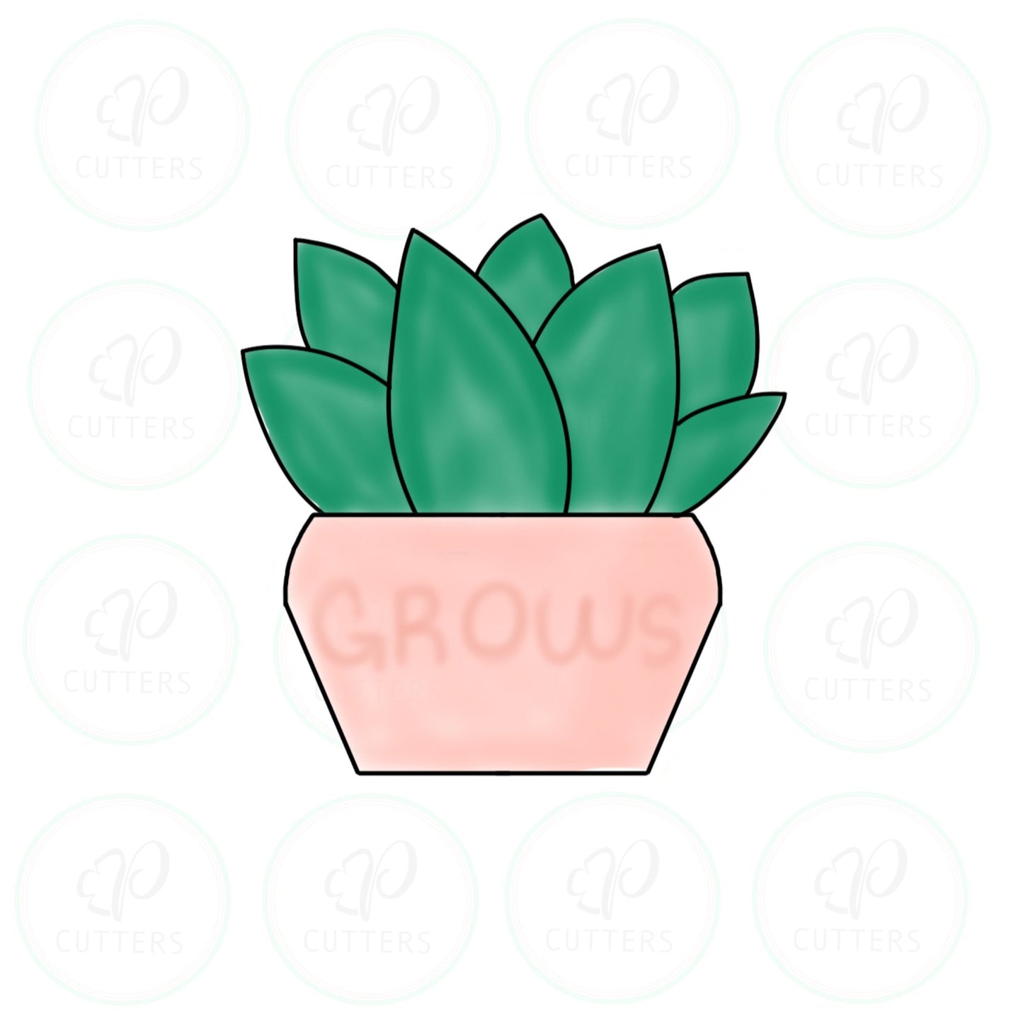 Grow Succulent Pot Cookie Cutter - Periwinkles Cutters