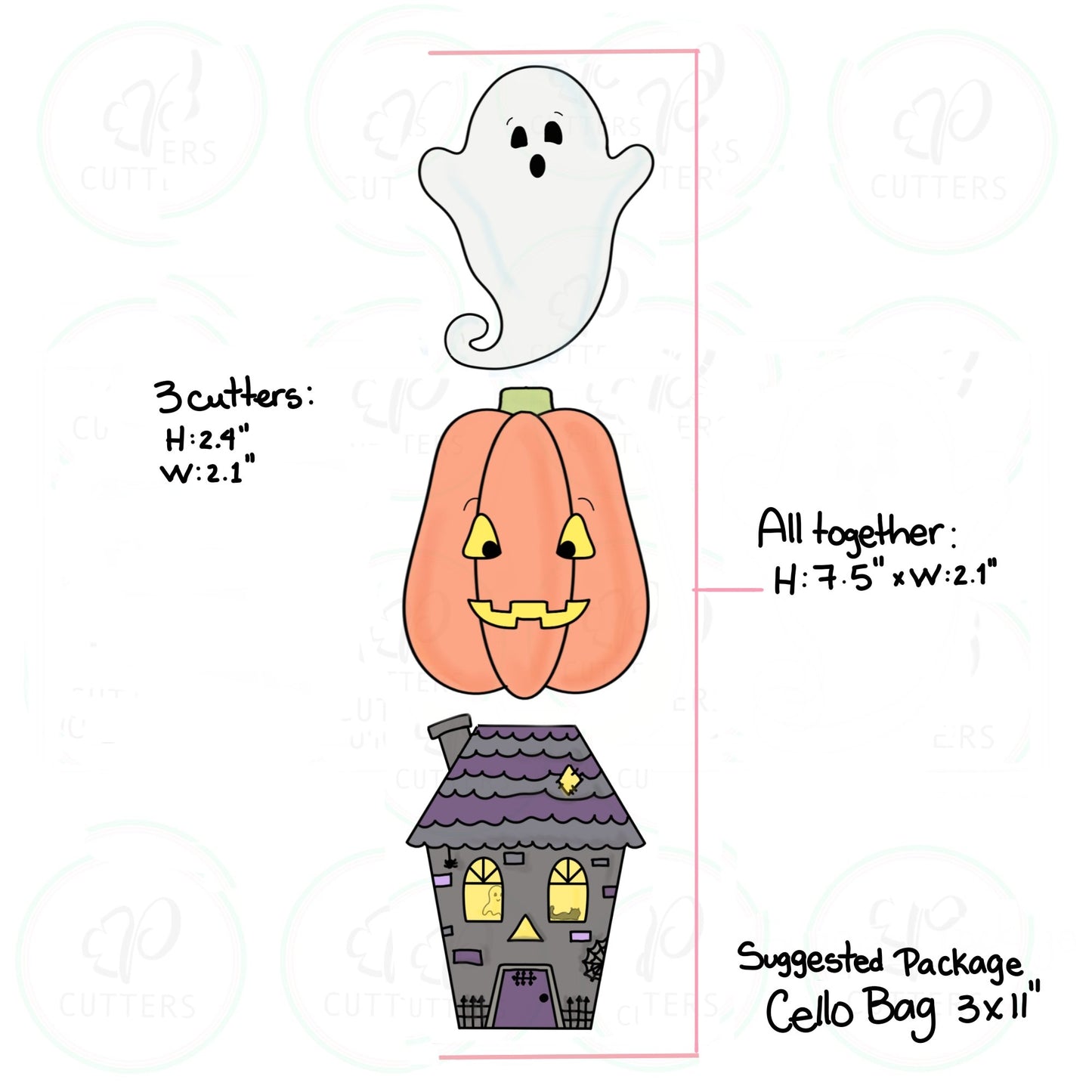 Halloween Night Tall 3 Pieces Set Cookie Cutter - Periwinkles Cutters