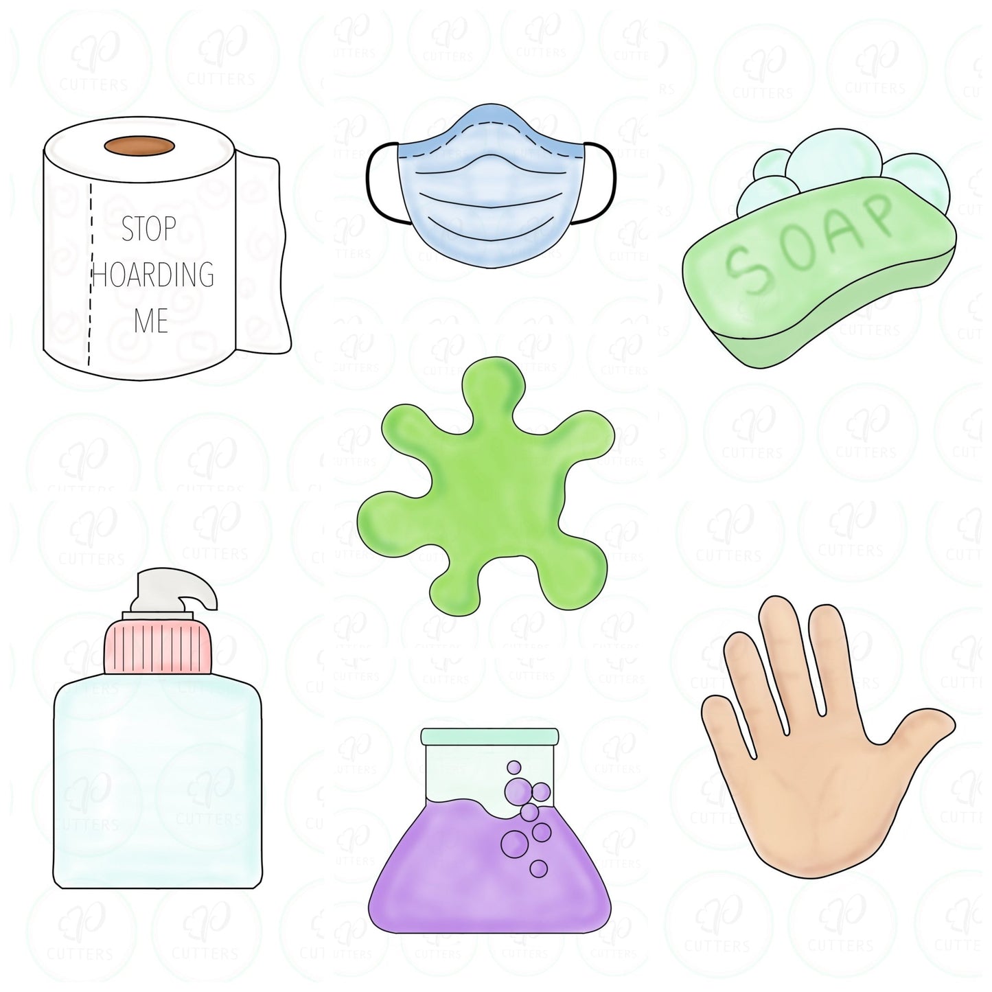 Hand - Lotion Sanitizer Bottle Cookie Cutter - Periwinkles Cutters