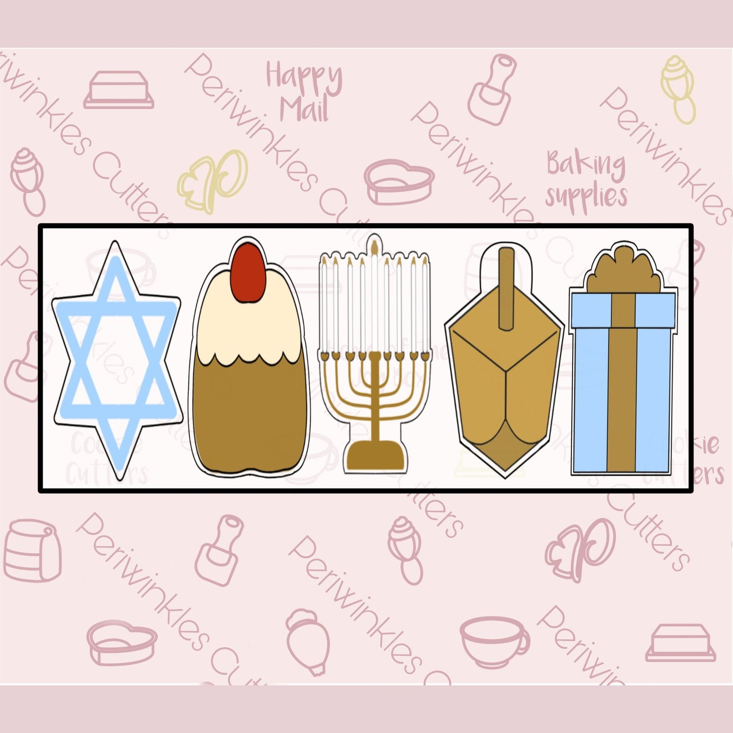 Hanukkah Tallish Set of 5 Cookie Cutters - Periwinkles Cutters