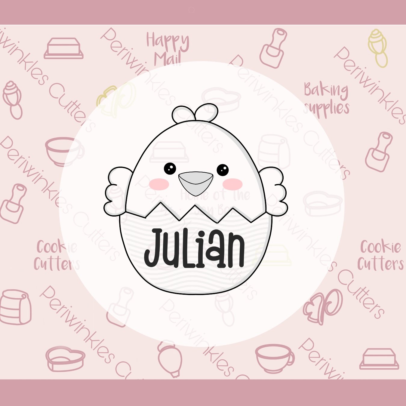 Happy Chick in a Shell Cookie Cutter - Periwinkles Cutters