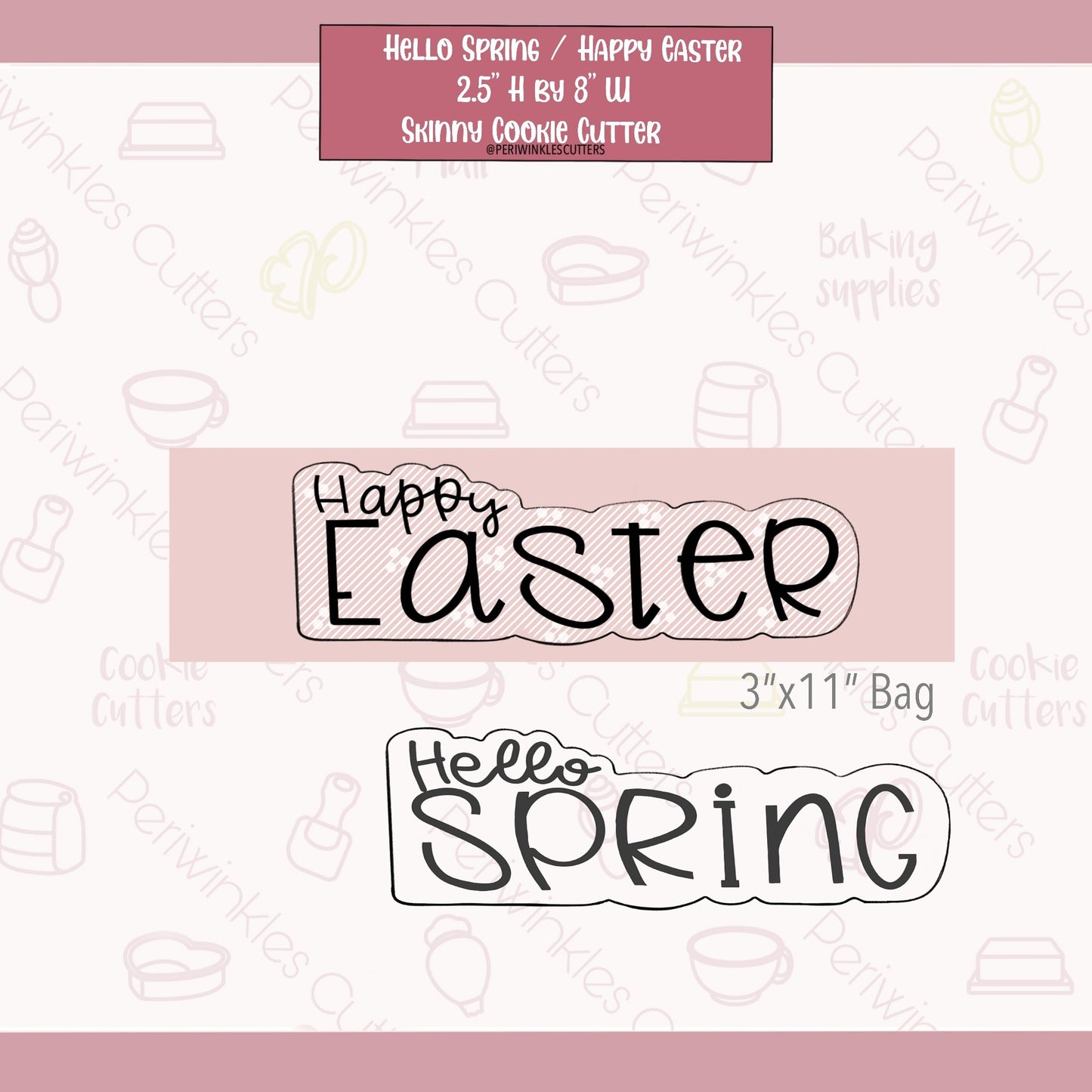 Happy Easter - Hello Spring Skinny Lettering Cookie Cutter - Periwinkles Cutters