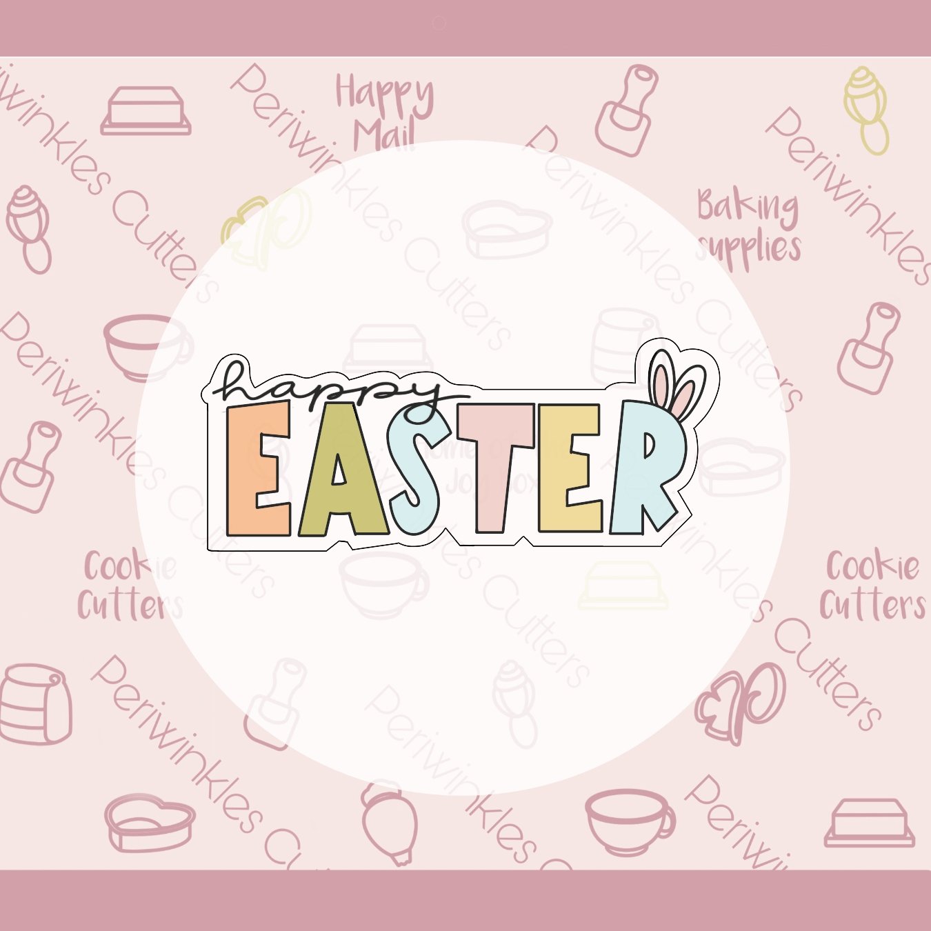 Happy Easter Long Cookie Cutter - Periwinkles Cutters