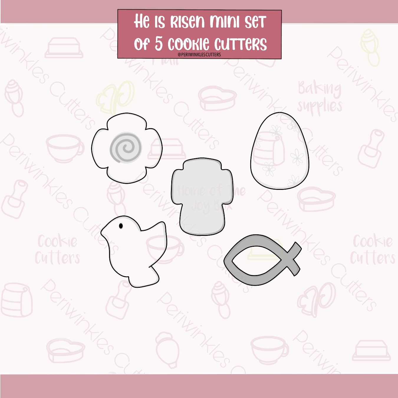 He is Risen Mini Set of 5 Cookie Cutter - Periwinkles Cutters