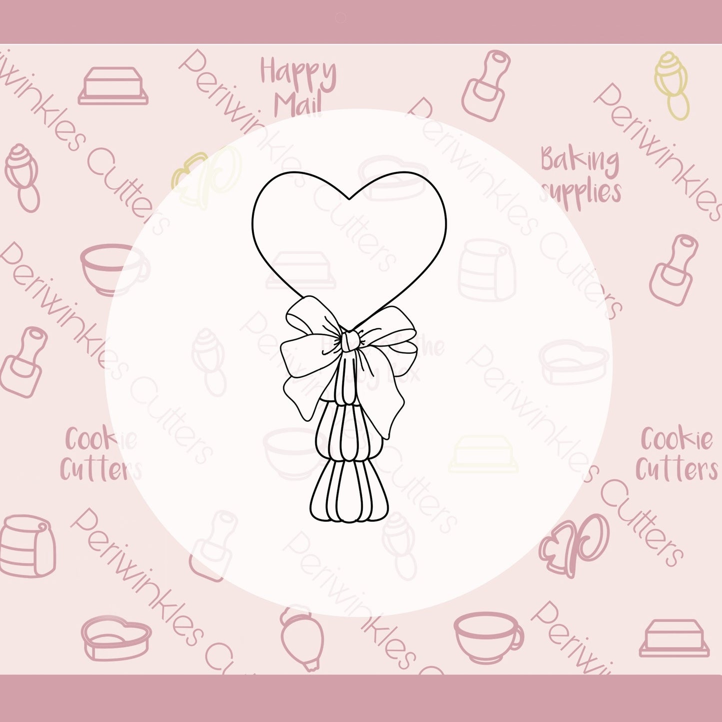 Heart Balloon with Bow Cookie Cutter - Periwinkles Cutters