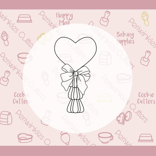 Heart Balloon with Bow Cookie Cutter - Periwinkles Cutters