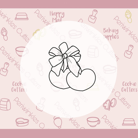 Heart Cherries with Bow Cookie Cutter - Periwinkles Cutters