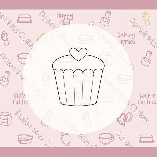 Heart Cupcake Cookie Cutter - Periwinkles Cutters