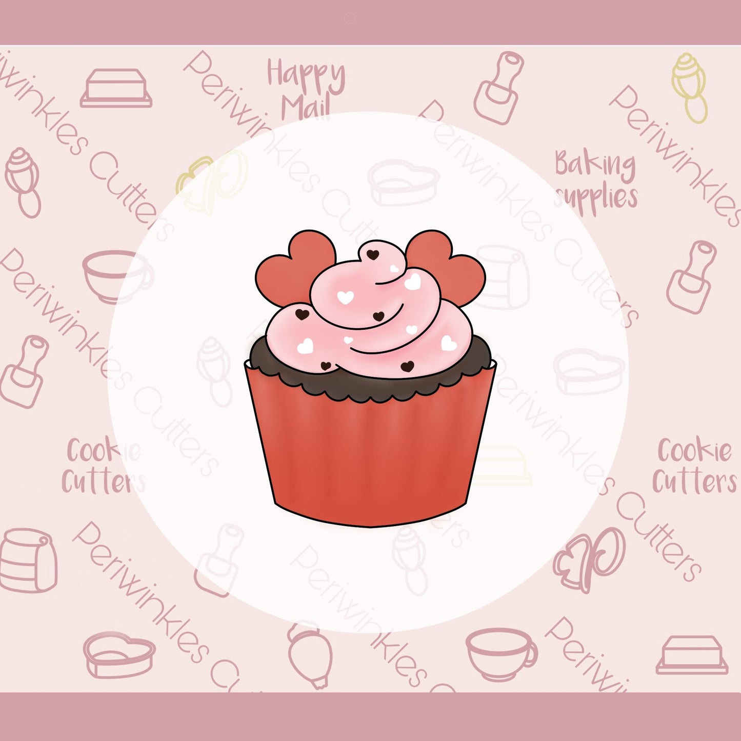 Heart Ears Cupcake Cookie Cutter - Periwinkles Cutters