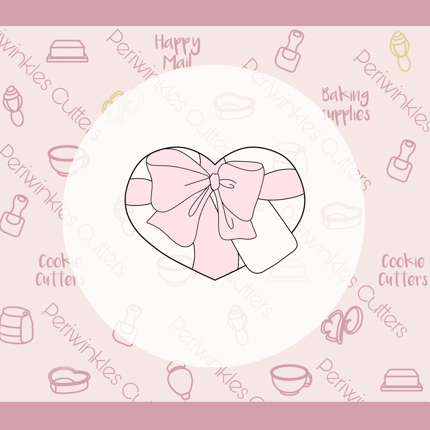 Heart Present with Tag Cookie Cutter - Periwinkles Cutters