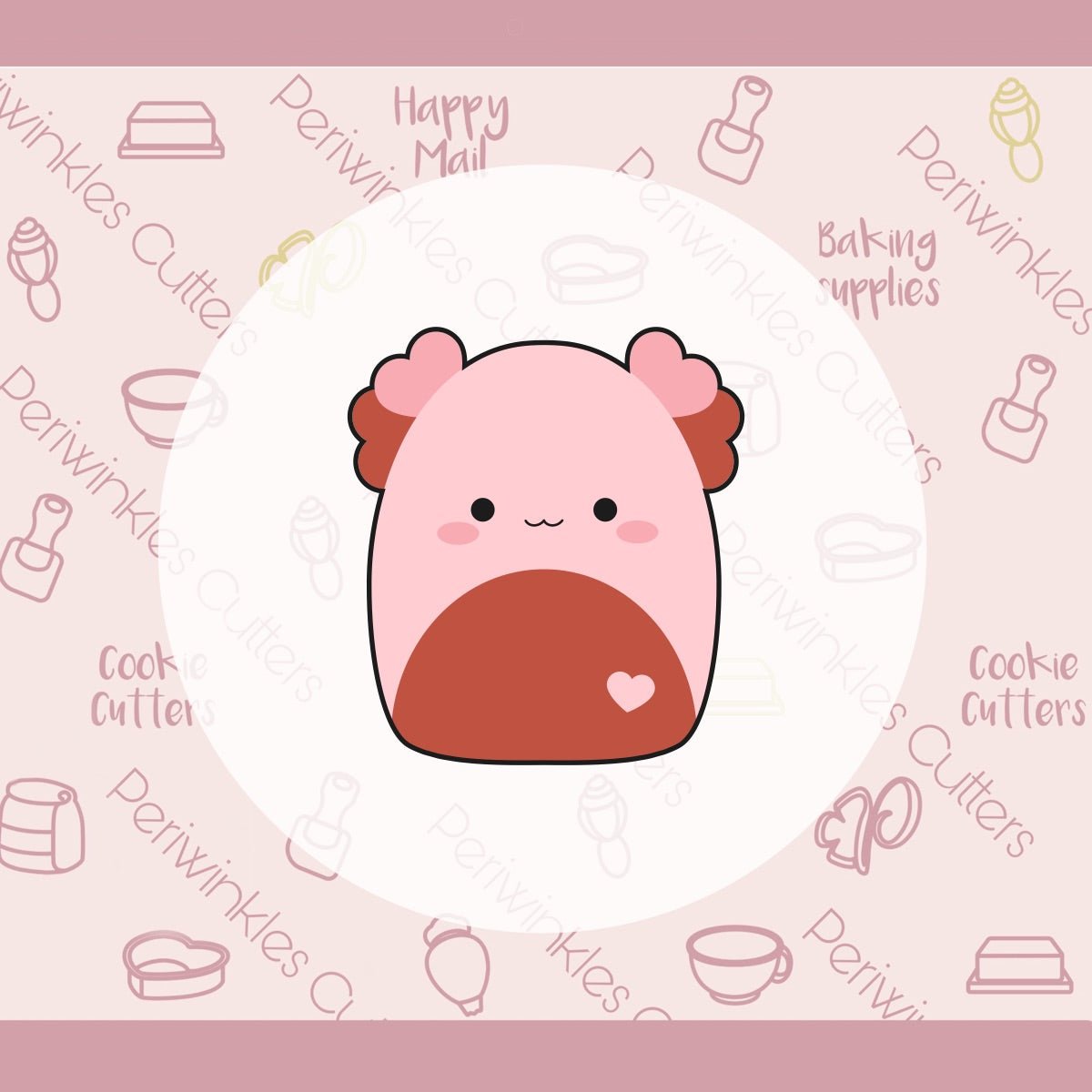 Heart Squish Axolotl Cookie Cutter - Periwinkles Cutters Cookie Cutter