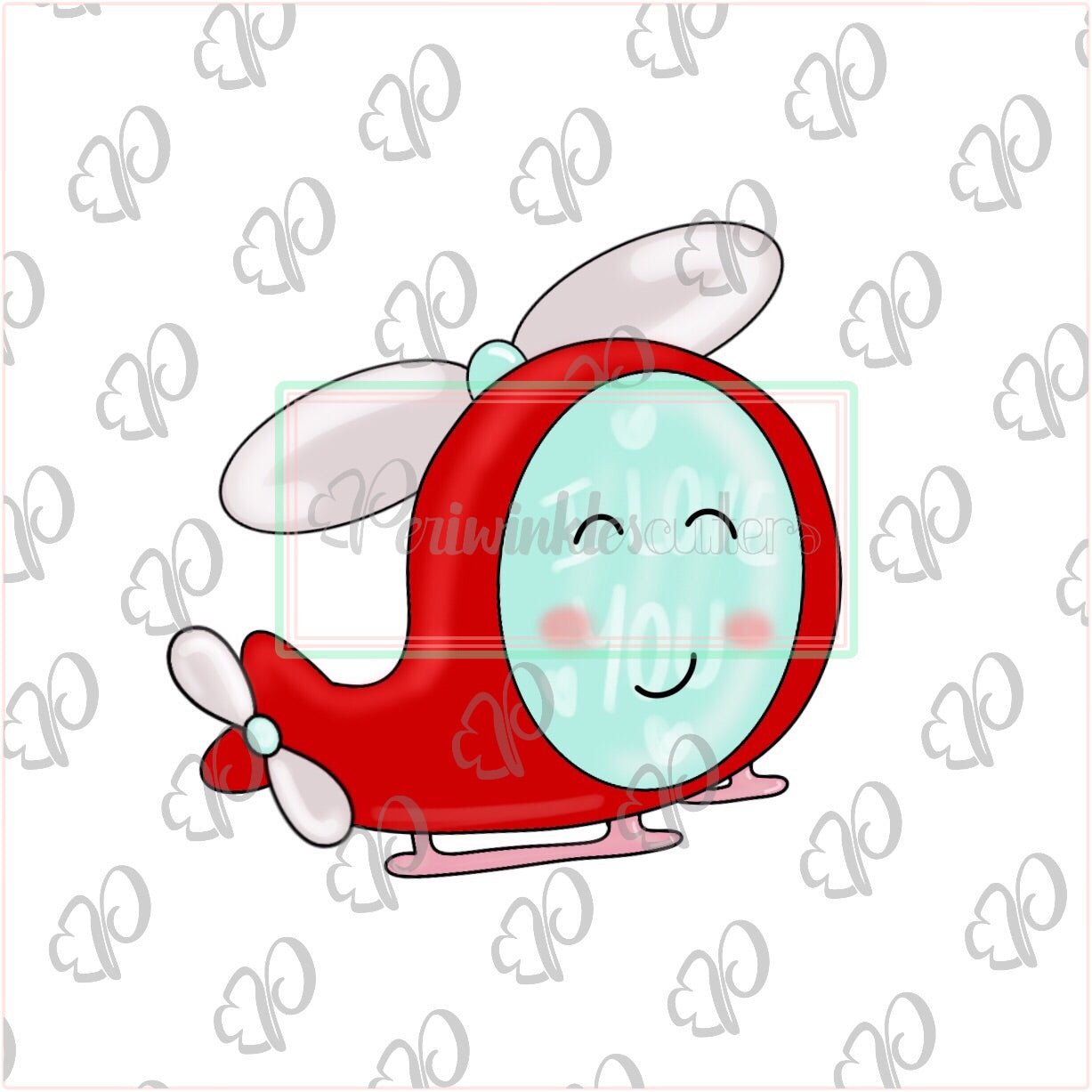 Helicopter Love Cookie Cutter - Periwinkles Cutters