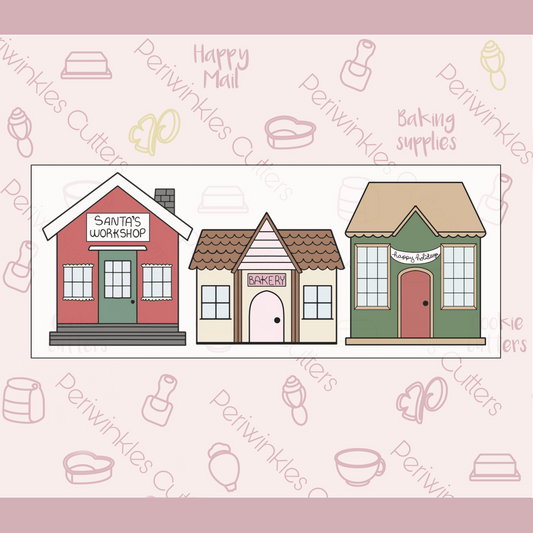 Christmas Villages Cookie Cutter - Individual - Periwinkles Cookie Cutters