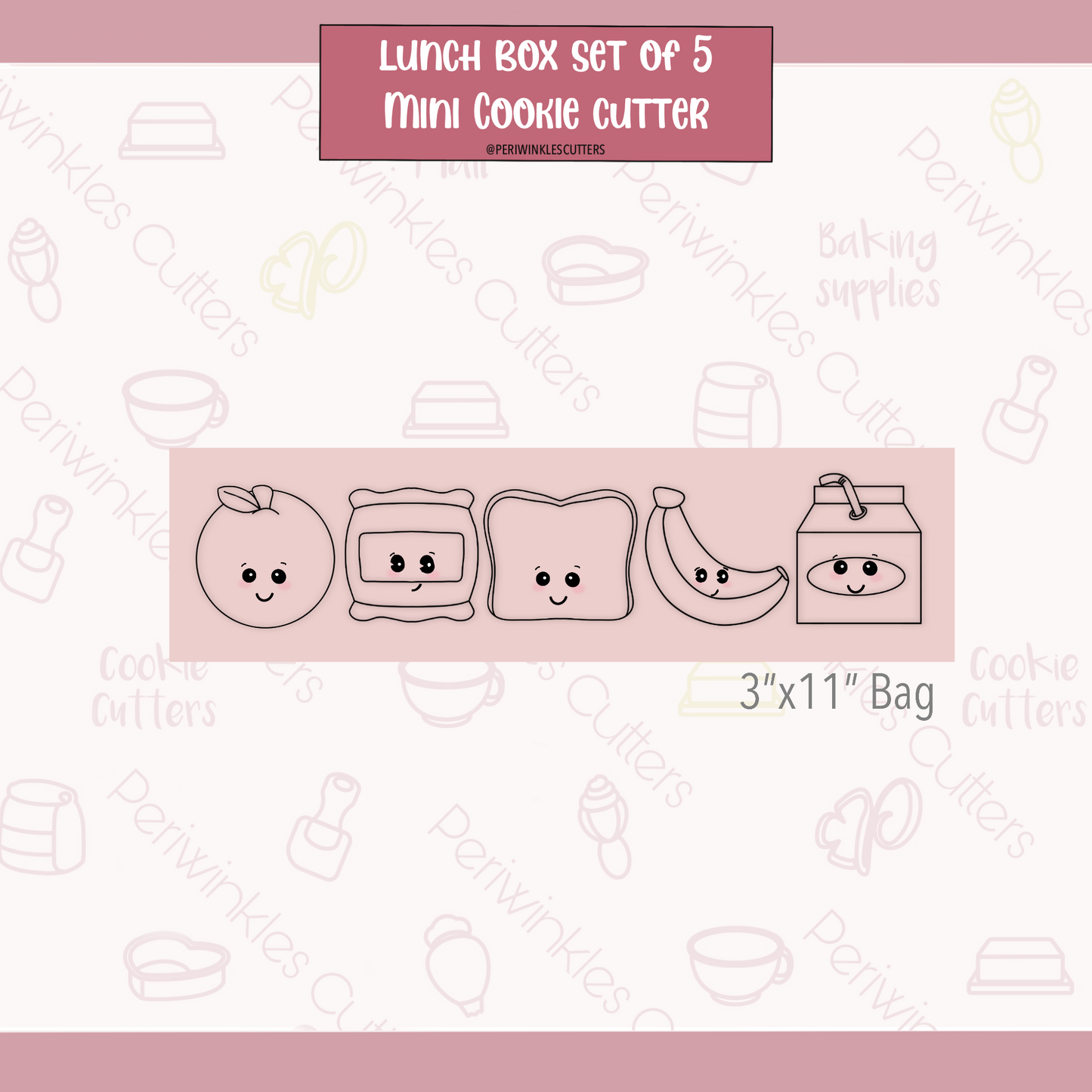 Lunch Box Set of 5 Cookie Cutter - Periwinkles Cookie Cutters