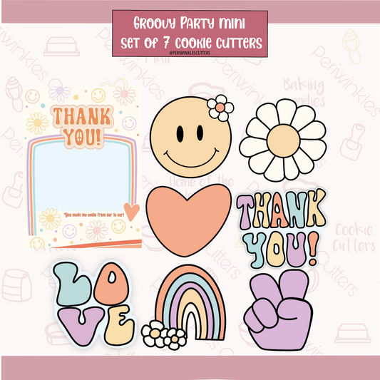 Groovy Party Set of 7 Cookie Cutter - Periwinkles Cookie Cutters