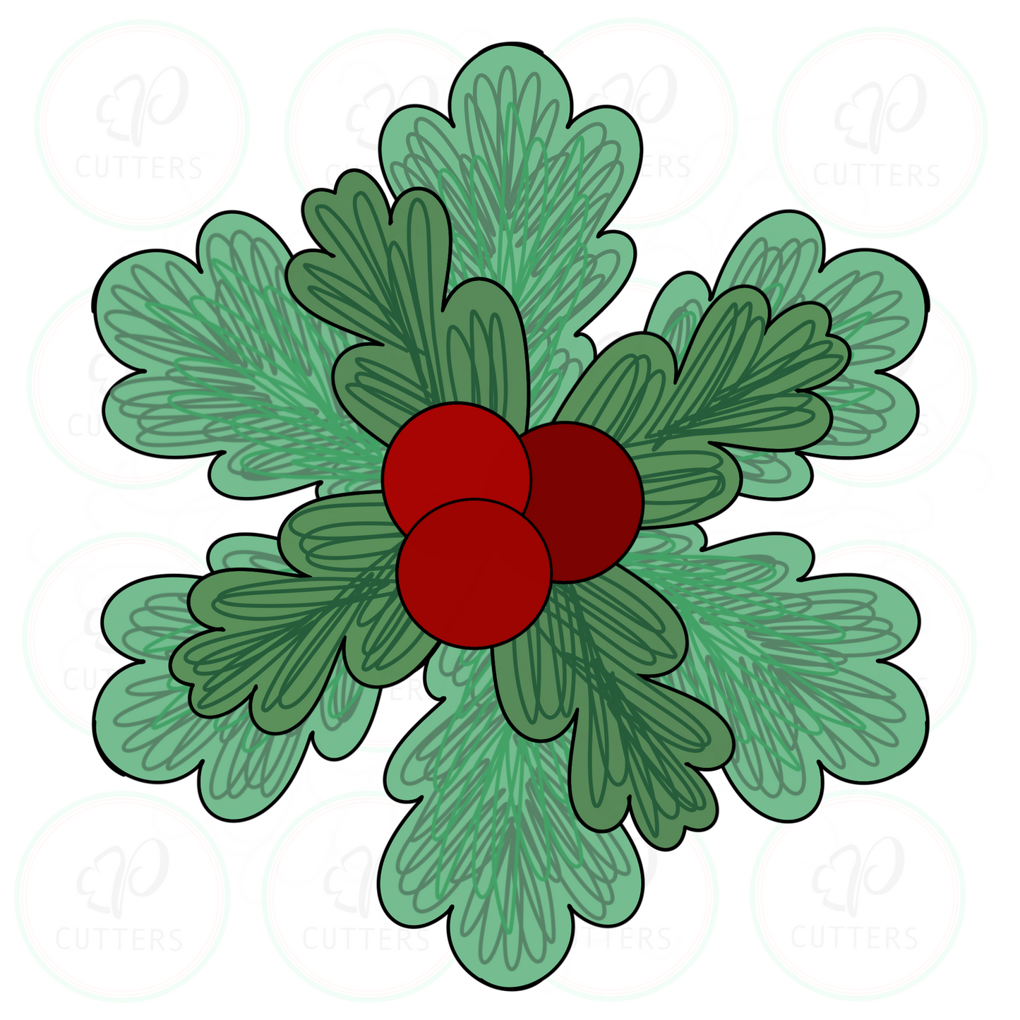 Mistletoe Door Wreath Cookie Platter - Snowflake Platter - Christmas Cutter - Periwinkles Cookie Cutters