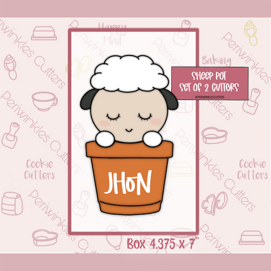 Sheep Pot Set of 2 Cookie Cutter - Periwinkles Cookie Cutters