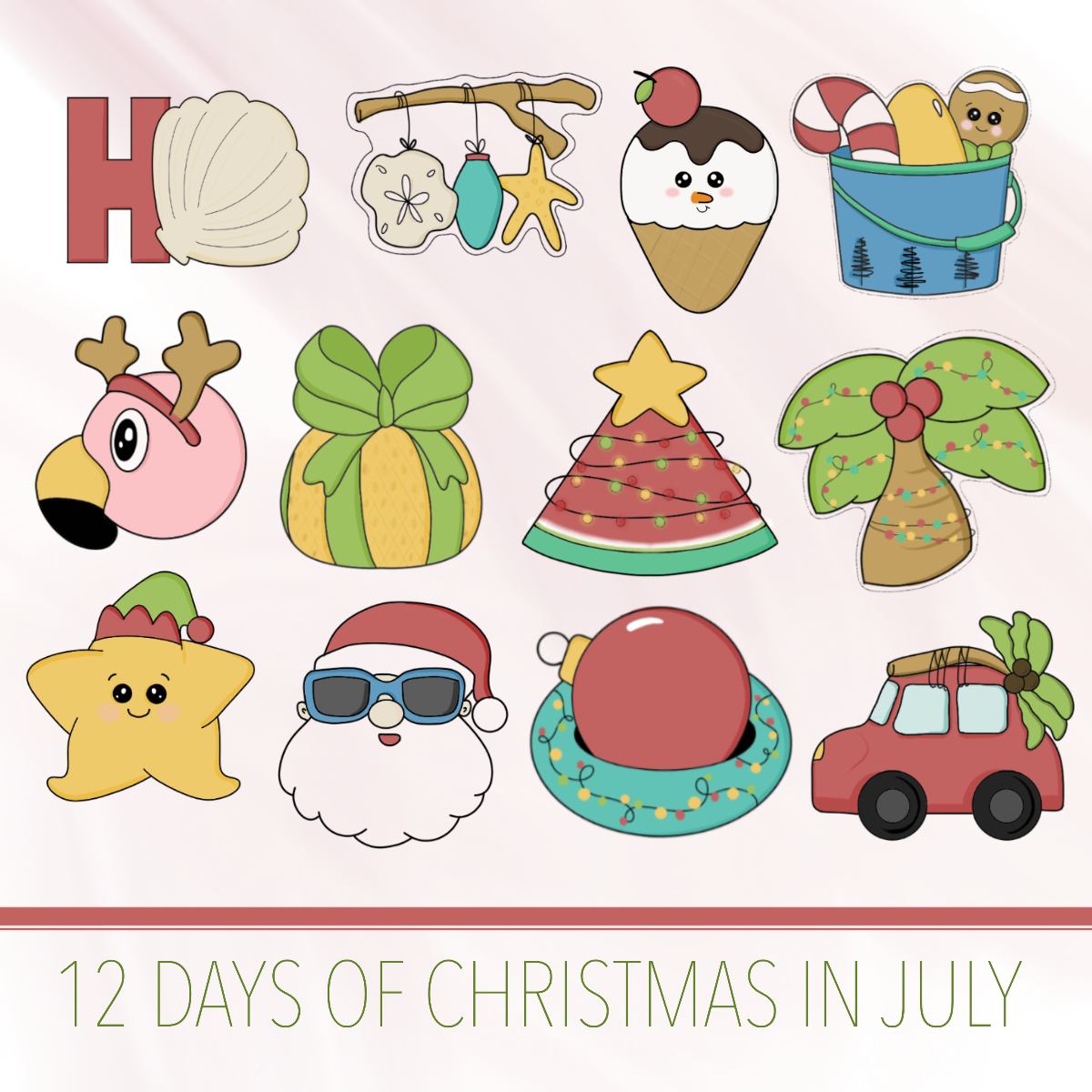 Summer Santa Cookie Cutter - Periwinkles Cookie Cutters