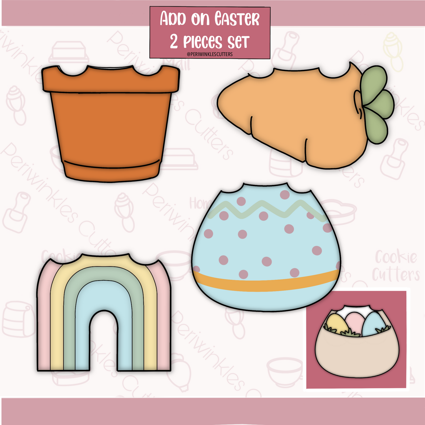 Sheep Pot Set of 2 Cookie Cutter - Periwinkles Cookie Cutters