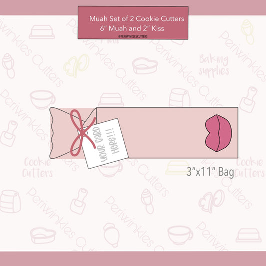 Kiss and Muah Skinny Lettering Set of 2 Cookie Cutter - Periwinkles Cutters