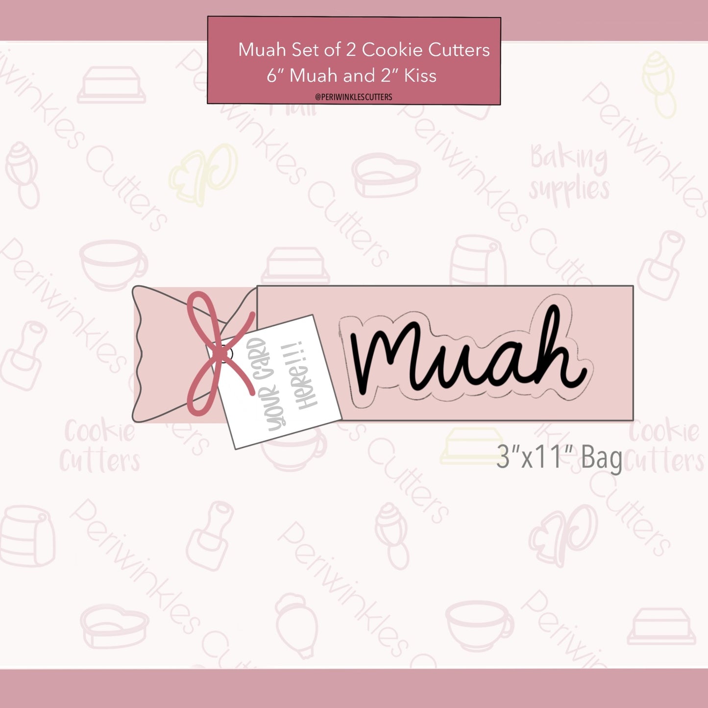 Kiss and Muah Skinny Lettering Set of 2 Cookie Cutter - Periwinkles Cutters