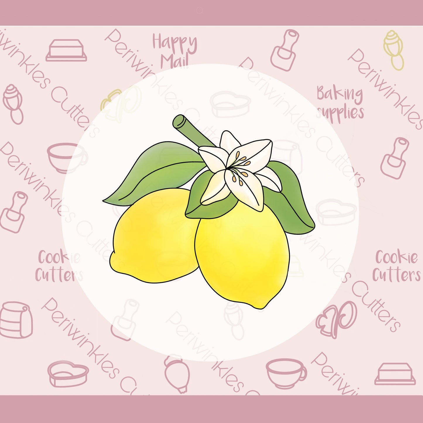 Lemons Branch with Flower Cookie Cutter - Periwinkles Cutters
