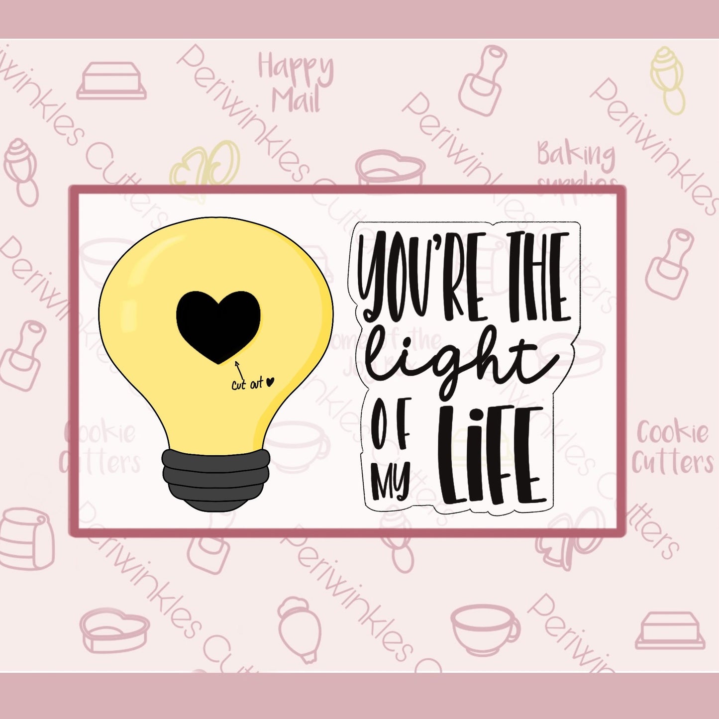 Light Bulb Cut Out Heart Cookie Cutter - Periwinkles Cutters