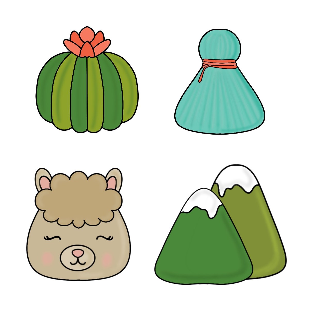 Llama Fun Mini 4 Cookie Cutter Set - Periwinkles Cutters