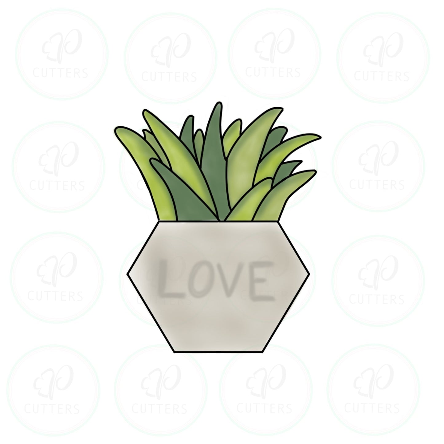 Love Succulent Pot Cookie Cutter - Periwinkles Cutters