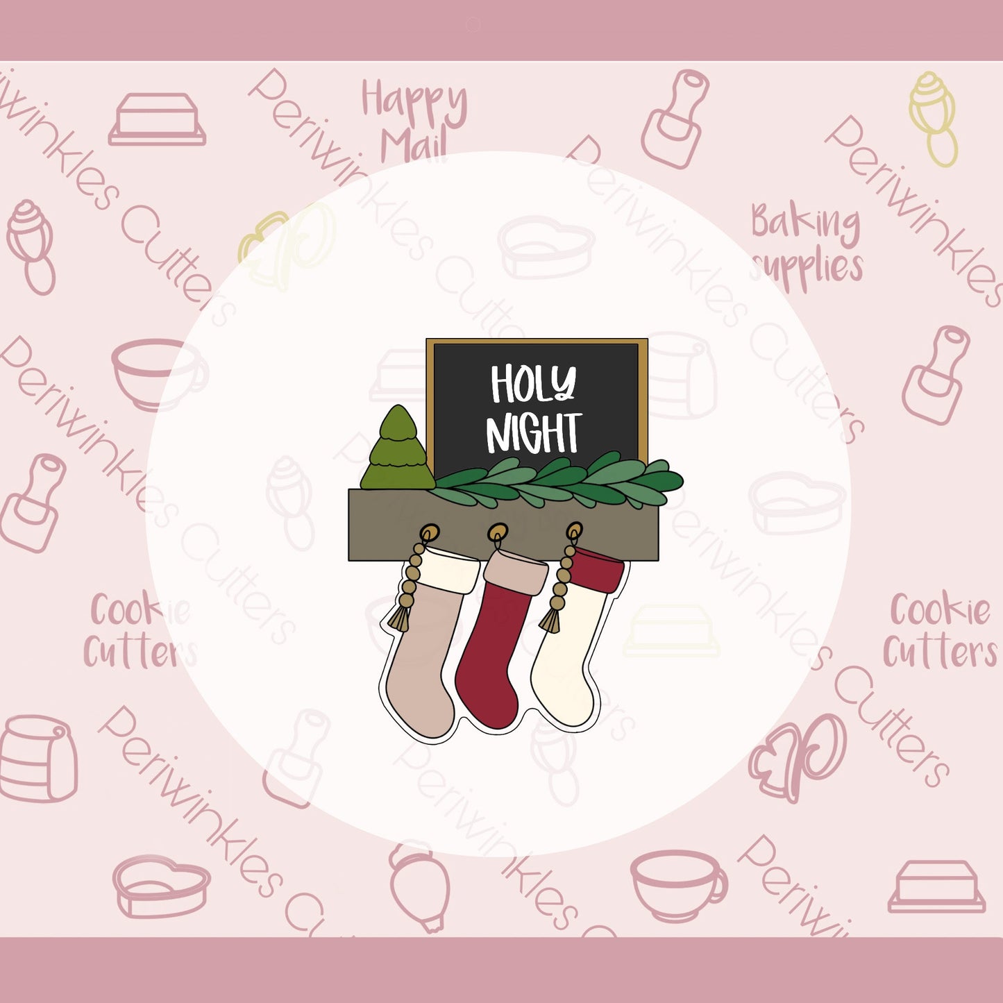 Mantel Hanging Stockings with Frame Cookie Cutter - Periwinkles Cutters