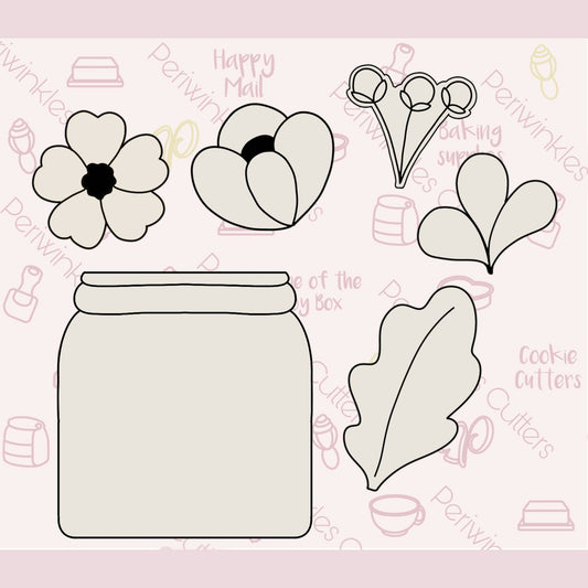 Mason Bouquet 6 pieces Cookie Cutter Set - Periwinkles Cutters