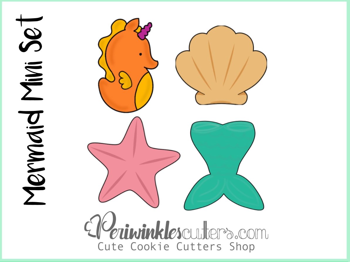 Mermaid Mini 4 Piece Set Cookie Cutter - Periwinkles Cutters