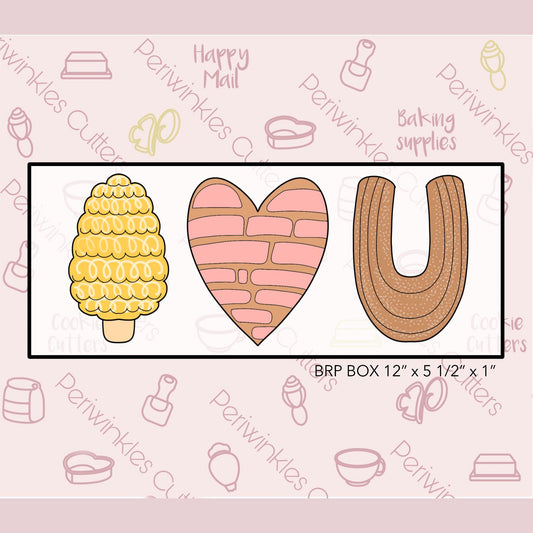 Mexican I Love U 3 Pieces Set Cookie Cutter - Periwinkles Cutters