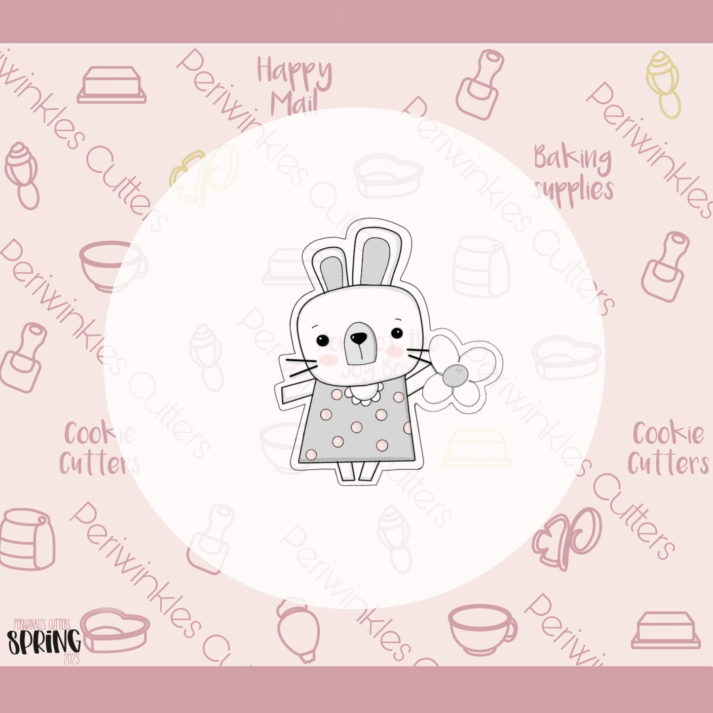 Modern Spring Bunny Set of 2 Cookie Cutters - Periwinkles Cutters