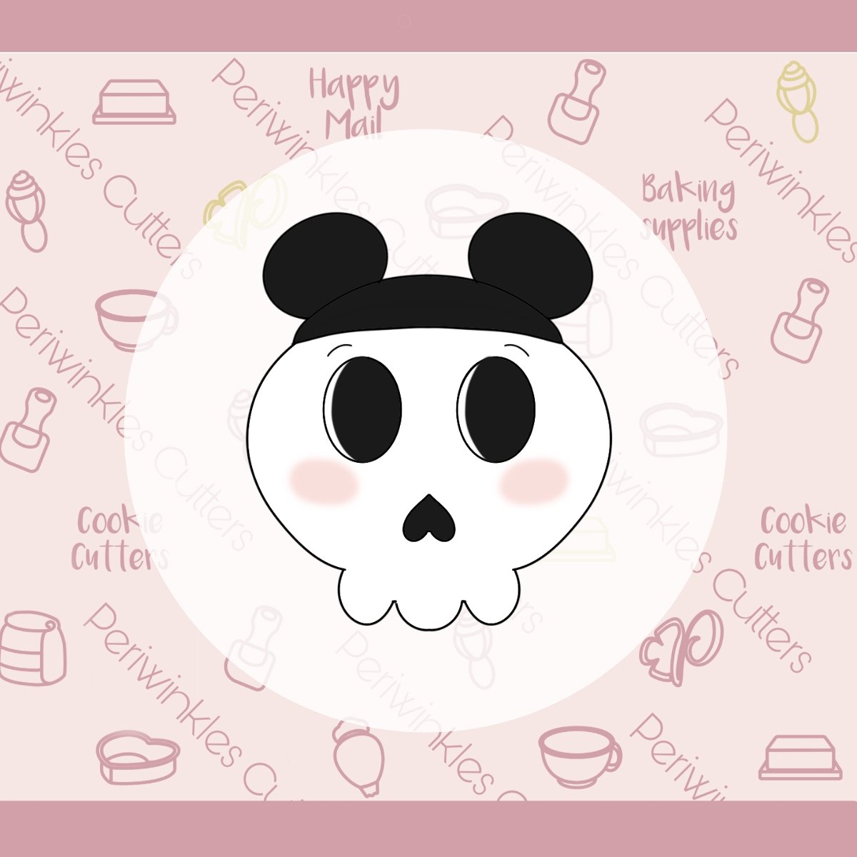 Mouse Ears Candy Skull Cookie Cutter - Periwinkles Cutters