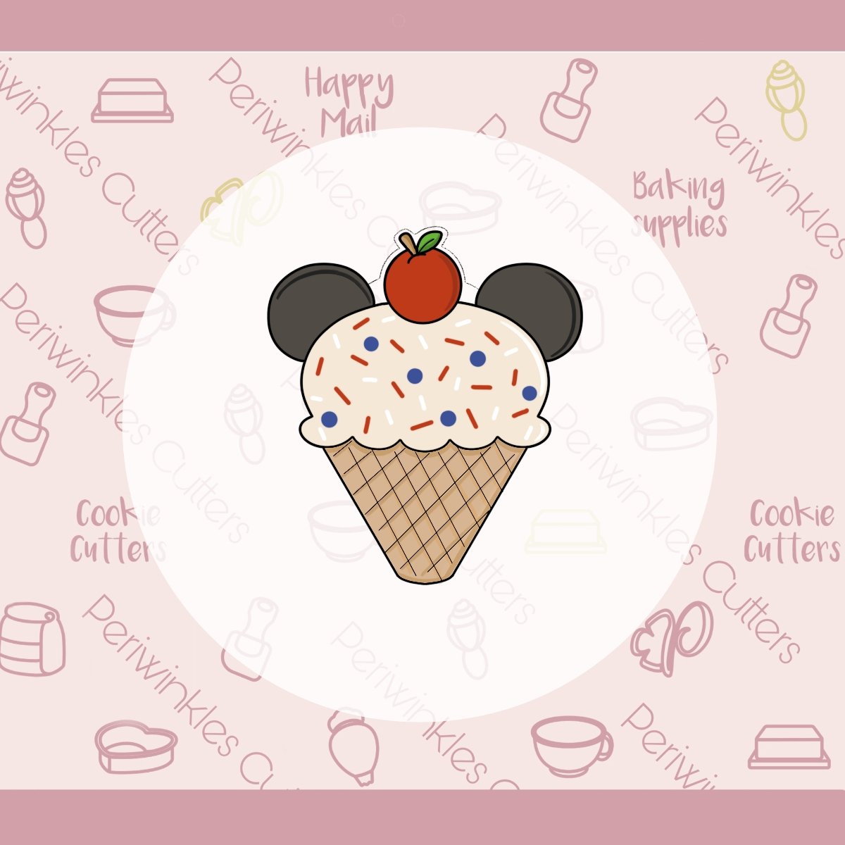 Mouse Ears Ice Cream Cookie Cutter - Periwinkles Cutters