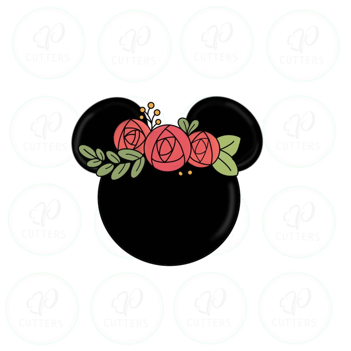 Mouse Floral Head Cookie Cutter - Periwinkles Cutters