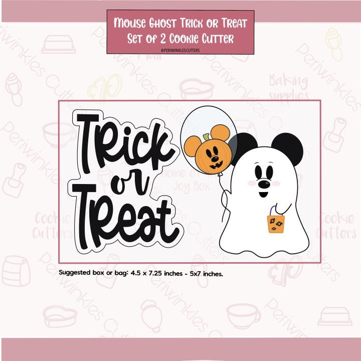 Mouse Ghost Trick or Treat Set of 2 Cookie Cutter - Periwinkles Cutters Cookie Cutter