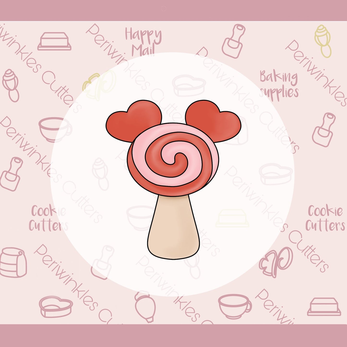 Mouse Heart Ears Lollipop Cookie Cutters - Periwinkles Cutters