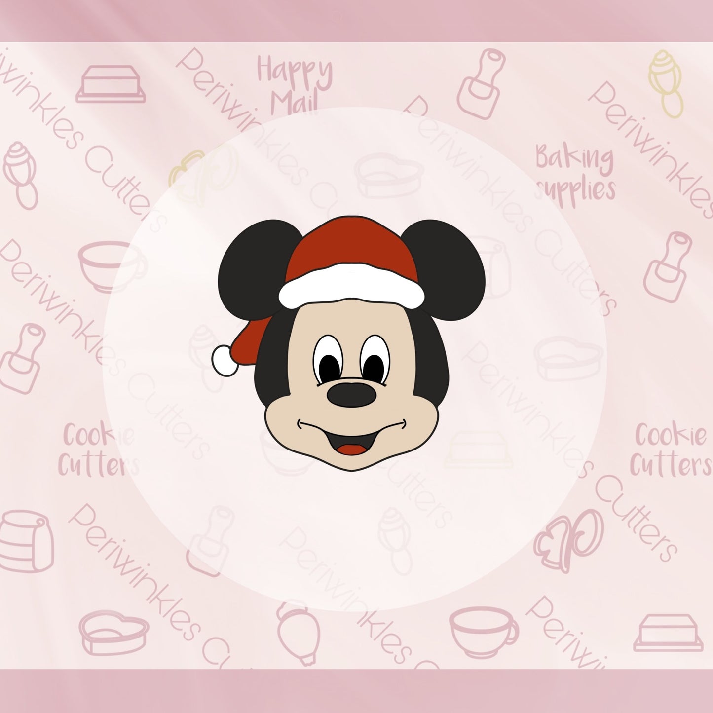 Mouse Santa Hat Face Cookie Cutter - Periwinkles Cutters