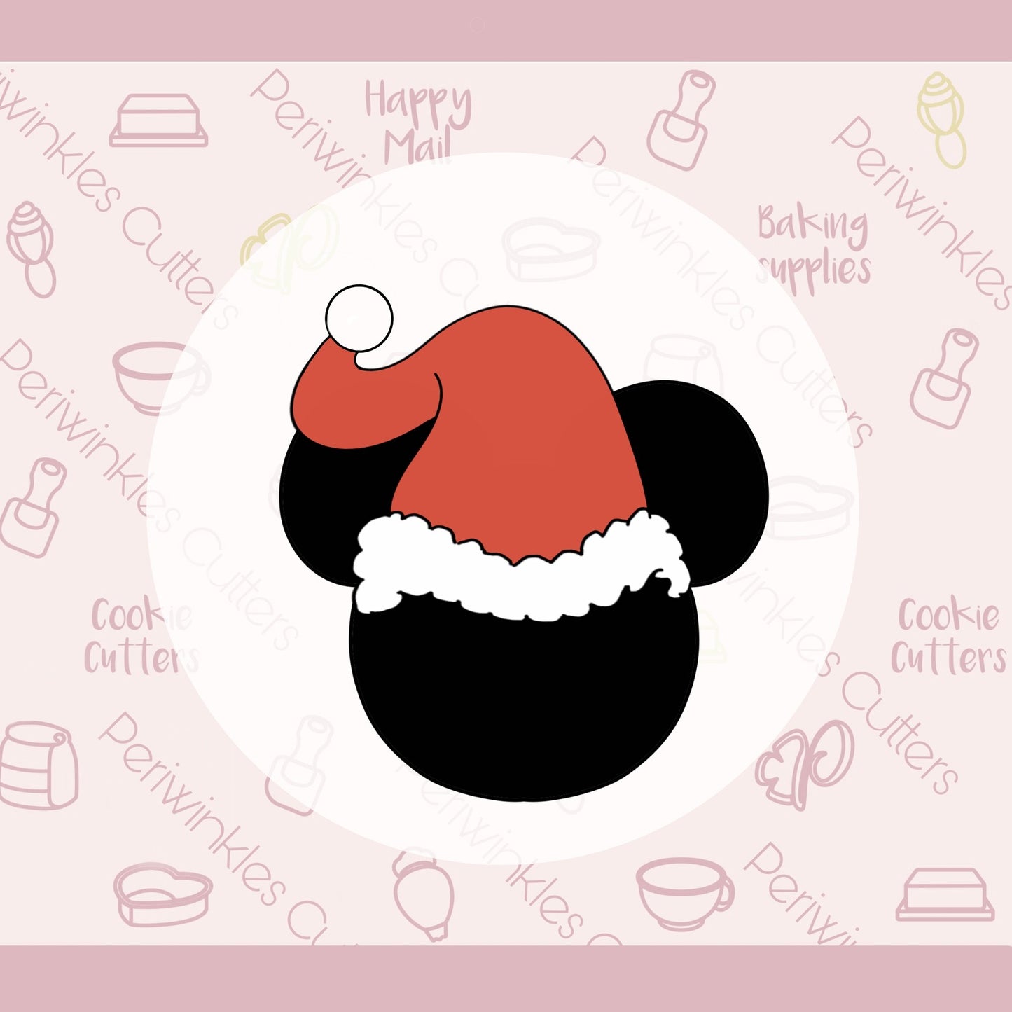 Mouse with Santa Hat Cookie Cutter - Periwinkles Cutters