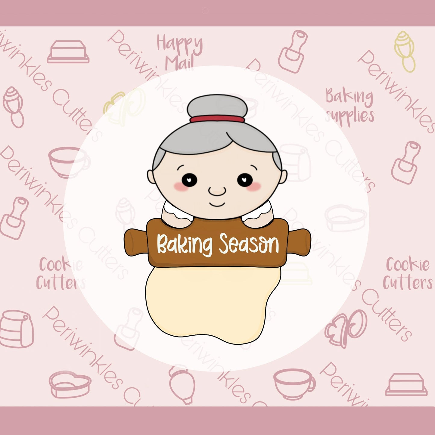 Mrs Claus Rolling Dough Cookie Cutter - Periwinkles Cutters