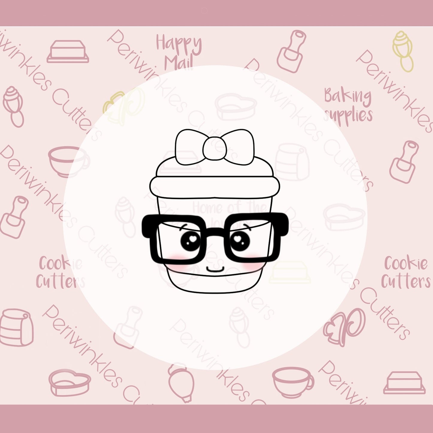 Nerdy Bow Coffee Cup Cookie Cutter - Periwinkles Cutters