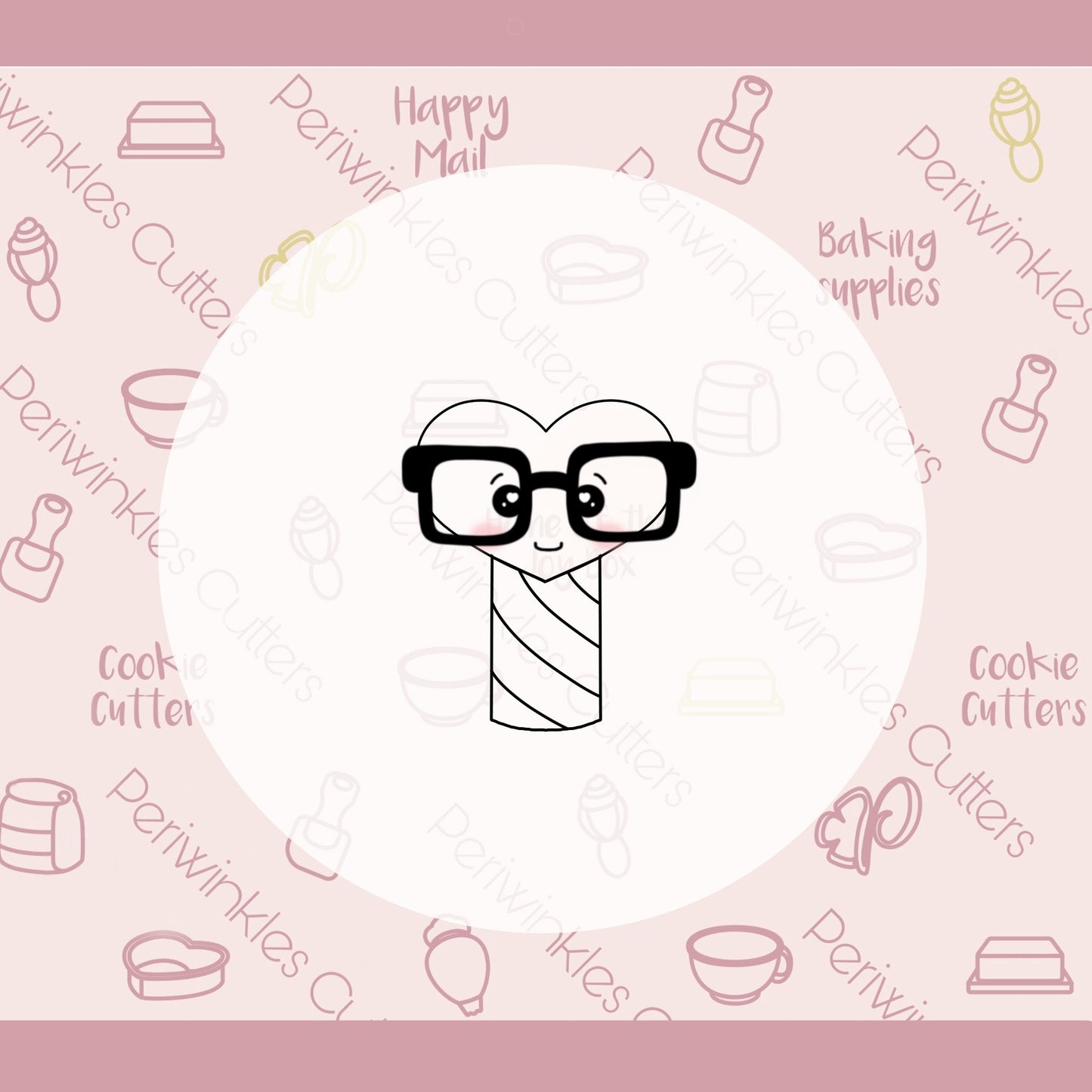 Nerdy Heart Pop Cookie Cutter - Periwinkles Cutters