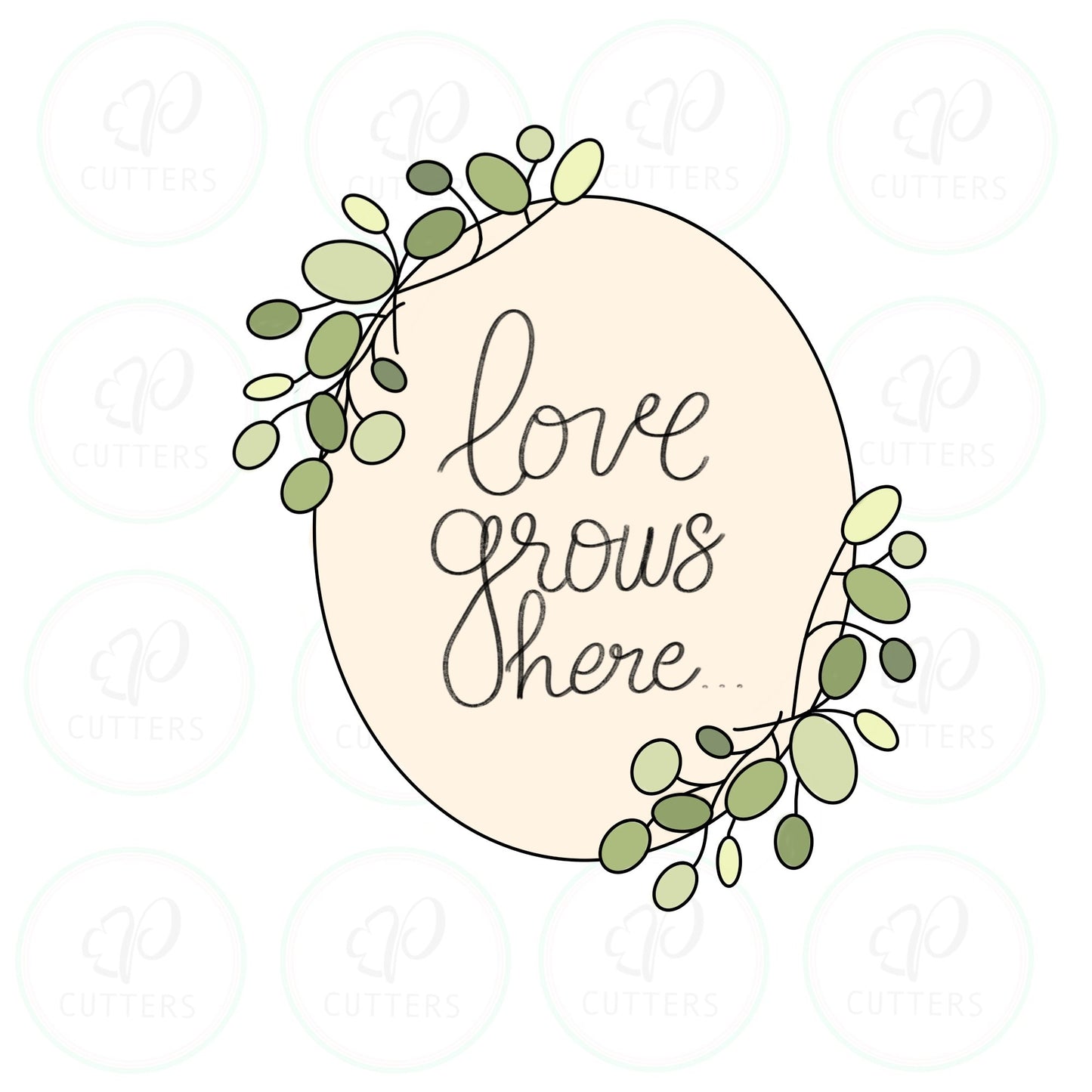 Oval Greenery Plaque Cookie Cutter - Periwinkles Cutters