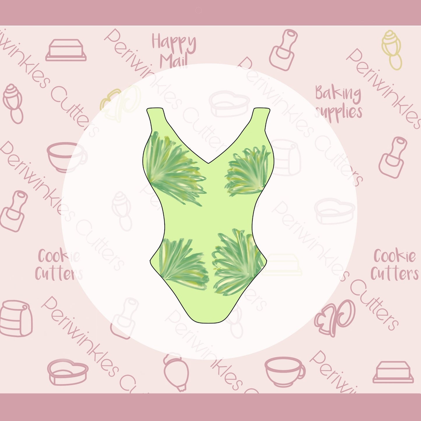 Palm Leaf Swimsuit Cookie Cutter - Periwinkles Cutters