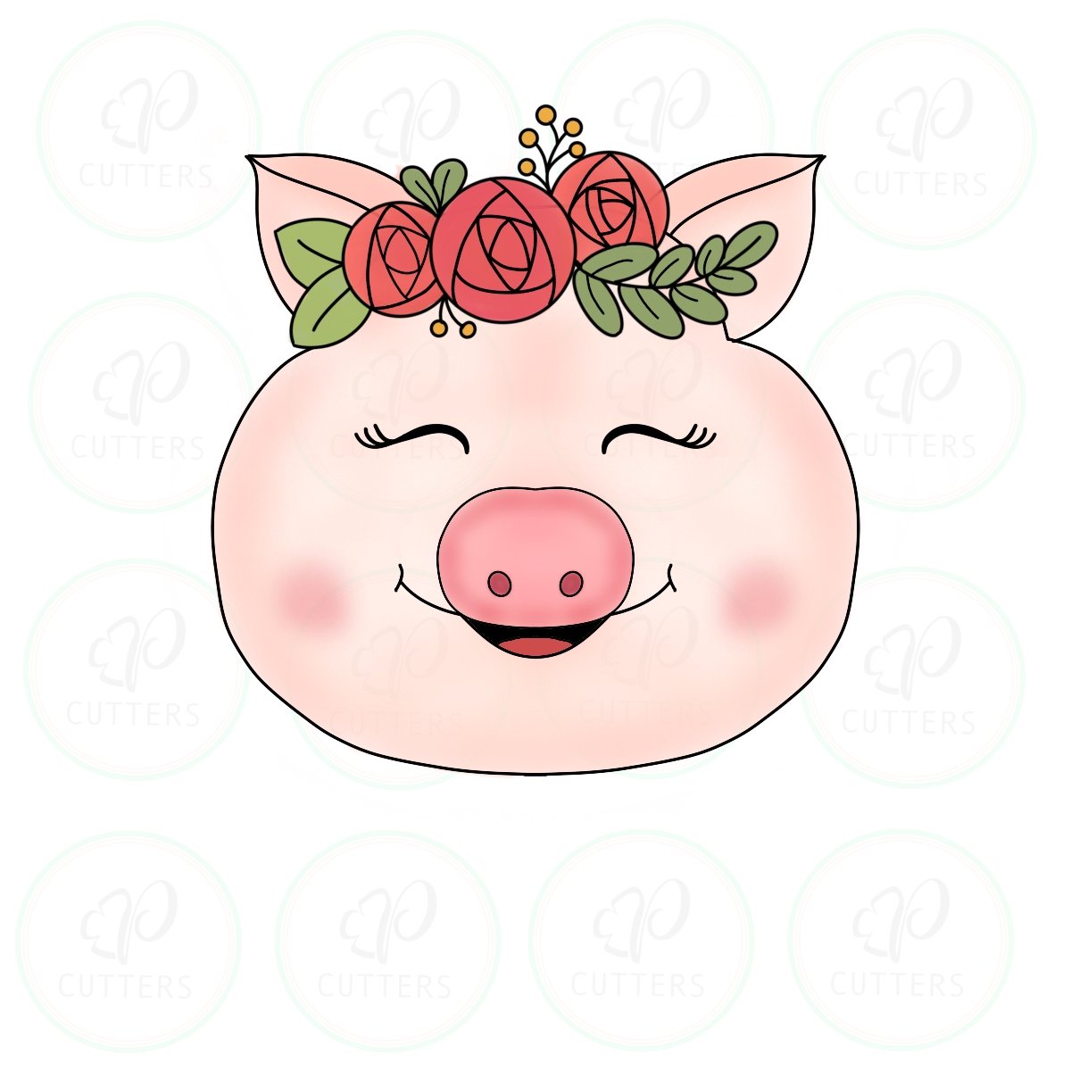 Pig Floral Cookie Cutter - Periwinkles Cutters