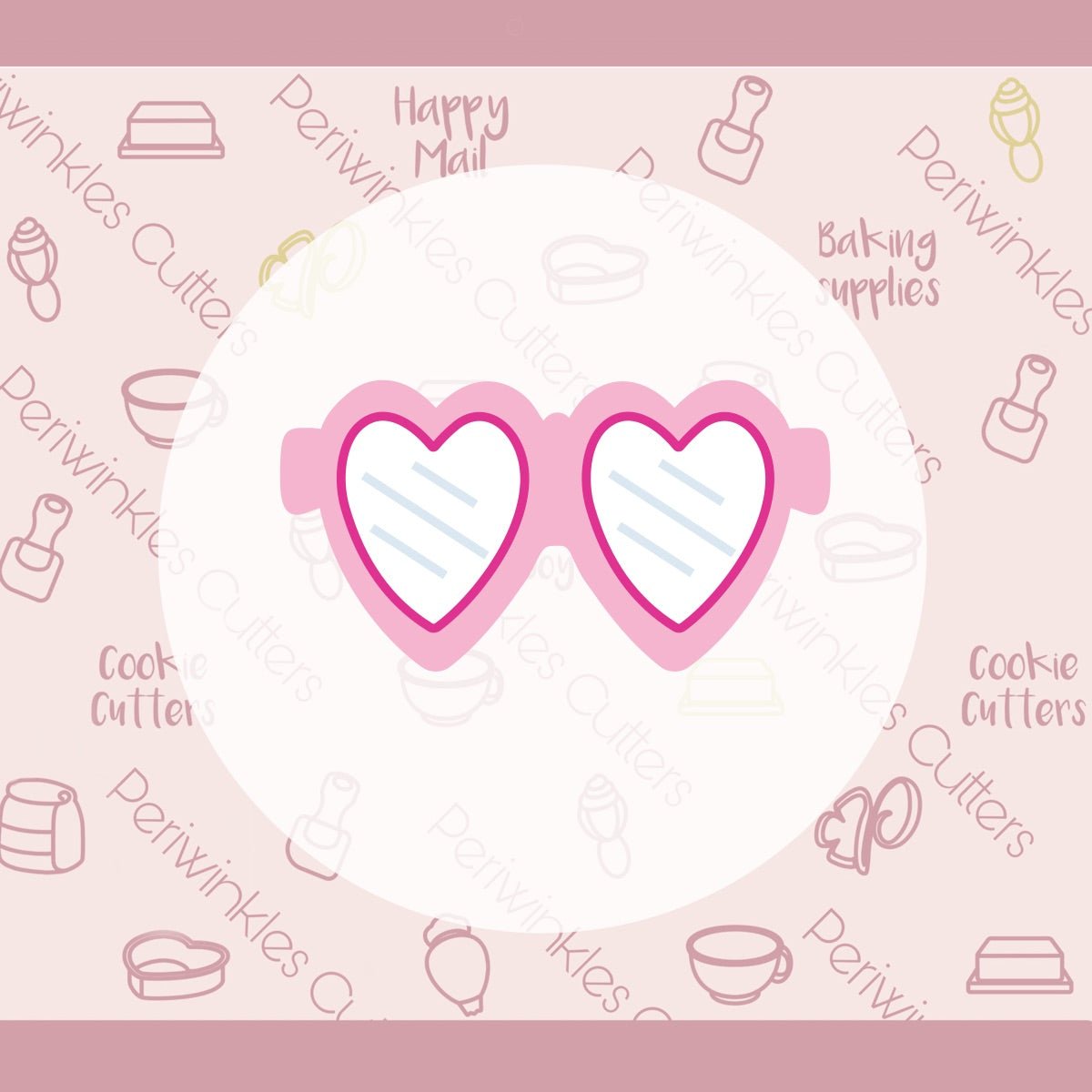 Pink Heart Sunglasses Cookie Cutter - Periwinkles Cutters Cookie Cutter
