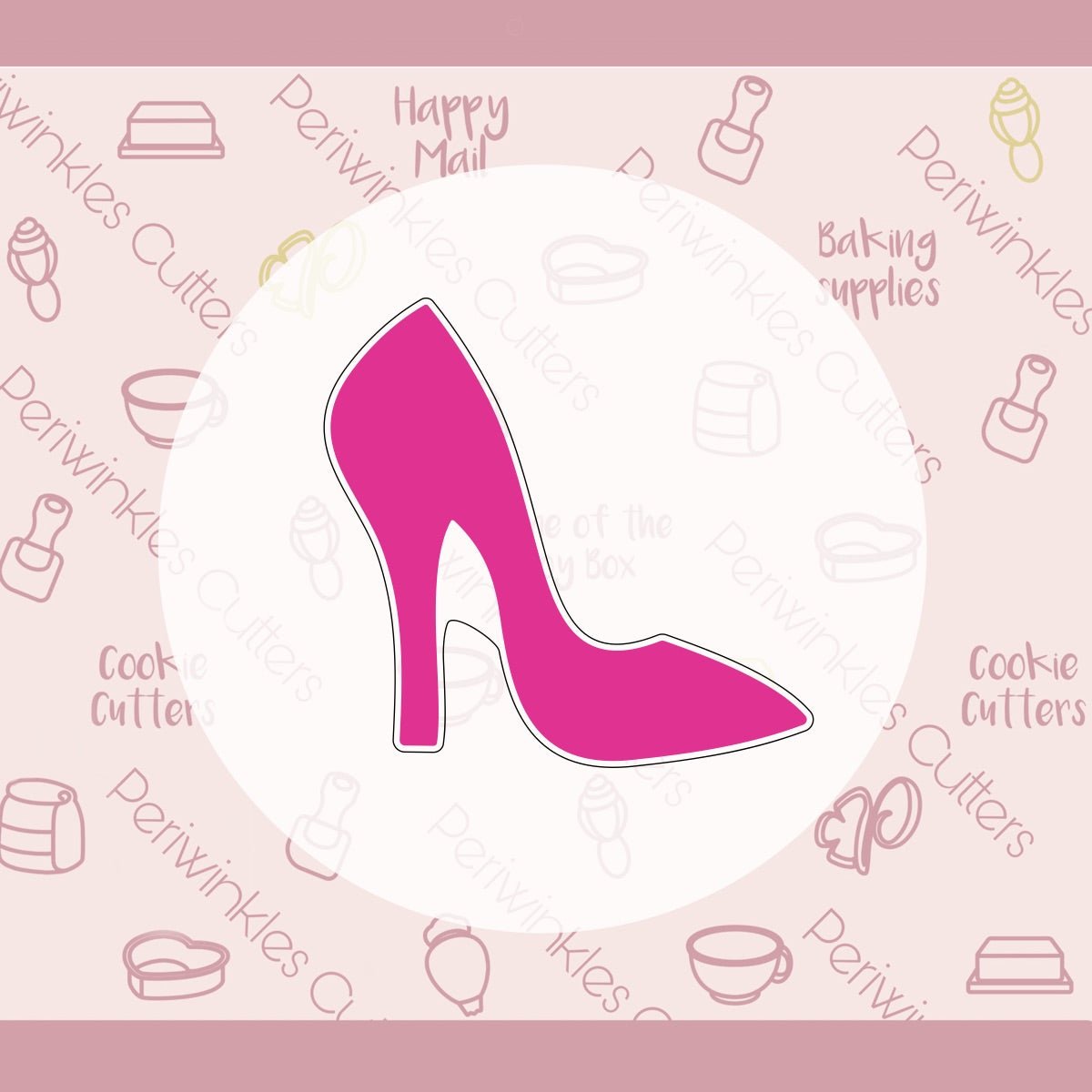 Pink Heel Shoe Cookie Cutter - Periwinkles Cutters Cookie Cutter