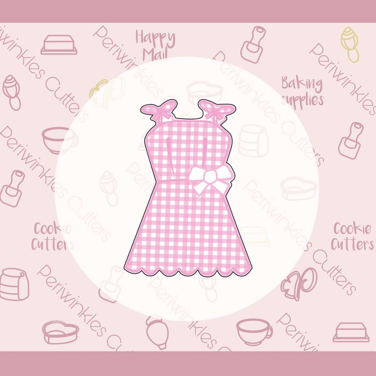 Pink Romper Gingham Cookie Cutter - Periwinkles Cutters Cookie Cutter
